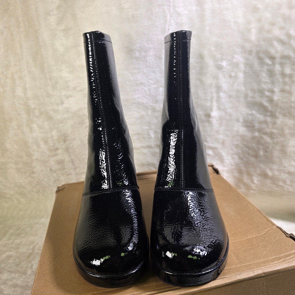 Journee Collection Platform Ankle Boots Black Patent Block Heel Womens 8 NEW - Picture 3 of 7